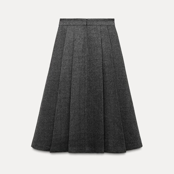 ZARA WOMAN COLLECTION BOX PLEATED MIDI SKIRT - Picture 1 of 8